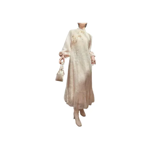 DESIGNER UNCLE Soft Apricot Женские Длинные Рукава Платья
