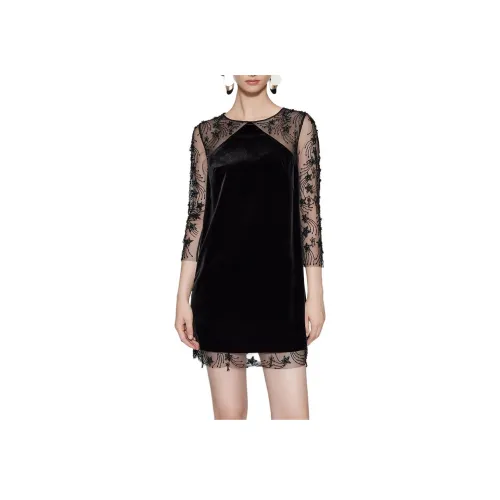 Badgley Mischka Длинное платье с длинными рукавами женское черное