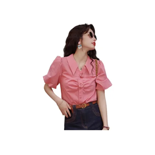 Wbwq Персиково-розовые Женские Рубашки