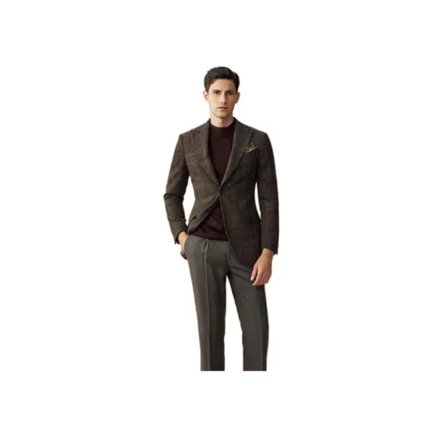 BUSYCON Желтый Коричневый Одиночный Топ Мужской Деловой Костюм