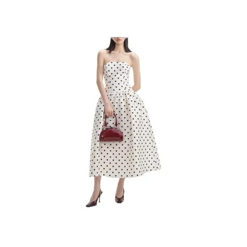 Self Портрет Без рукавов Платье Женское Белое Matrix с Точкой