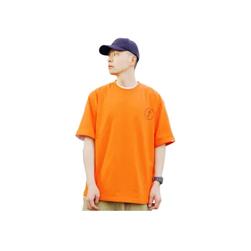 REBIRTHRABBIT Оранжевый Красный Свободный крой Мужская T-рубашка
