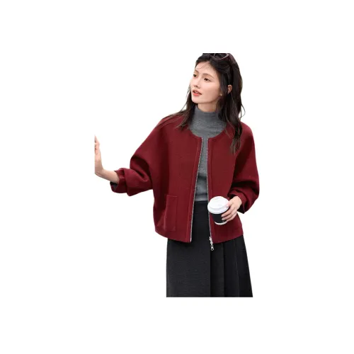 XWI Красный Контрастный Серый Женский Короткий Пальто