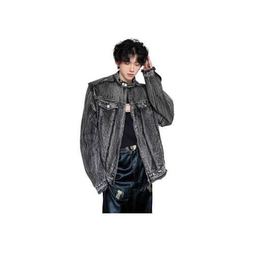 MORii Черный Серый Цвет Унисекс Джинсовые Куртки