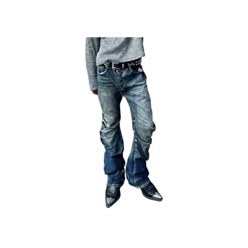 CHEER ZONE Винтажные синие унисекс джинсы