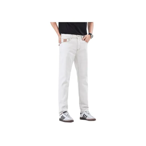 ZENGZHI Белый Золото Мужские Джинсы