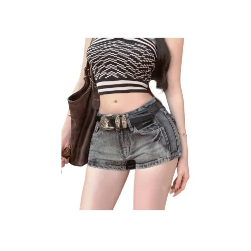 MUCCHIC Промытый черный Женские джинсовые шорты