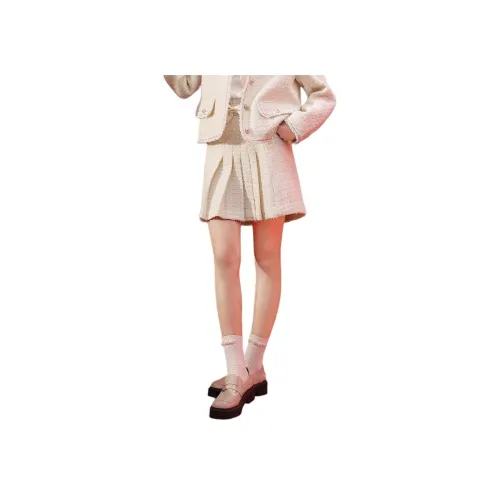 EICHITOO Повседневные короткие юбки Женские Экрю
