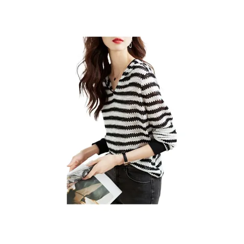 Mo Han Yi Mei T Рубашка Женская Черный Белый