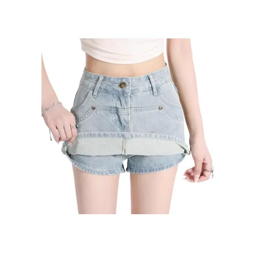 YEARNED Джинсовые короткие юбки Женские Светло-синие