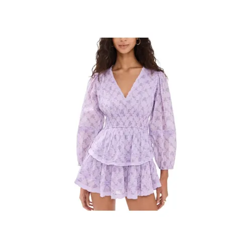 LOVESHACKFANCY Длинное платье с длинными рукавами женское