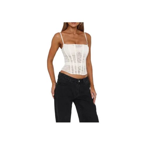 WHITE FOX Кружево Bustier Кремовый Топ на бретелях Женские