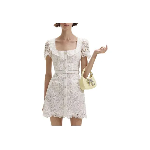 Self Портрет Короткий рукав Платье Женское цвет Слоновая кость