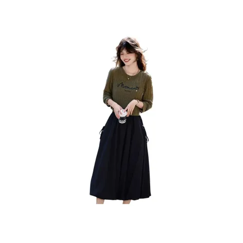 Still Quiet Преппи стиль Трёхкомпонентный комплект юбка женская