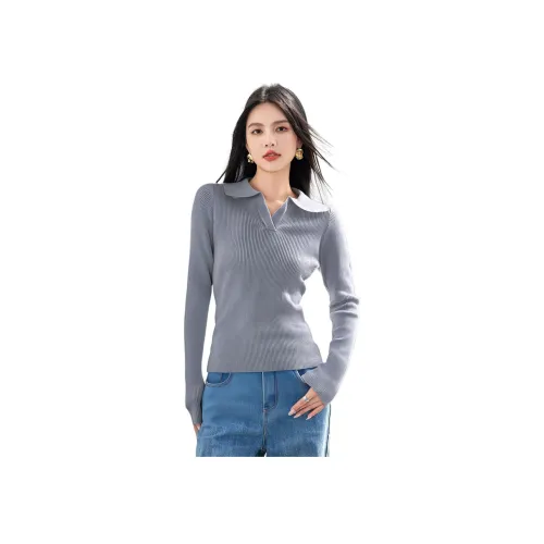 Love Elaine Весенний Осенний Трикотаж Облегающий крой Женский Серый