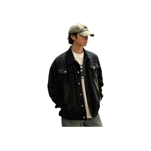 Masongarments Камень Промытый Черный Унисекс Джинсовые Куртки