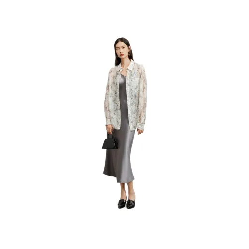 TKY SHOP Черный цветок Женские Рубашки