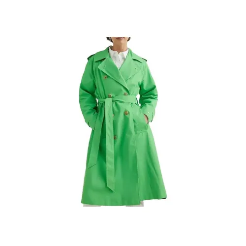 Tommy Hilfiger Твердый Двойной Тренчкот Куртки Весна Лайм Тренчкот Женские Зеленый
