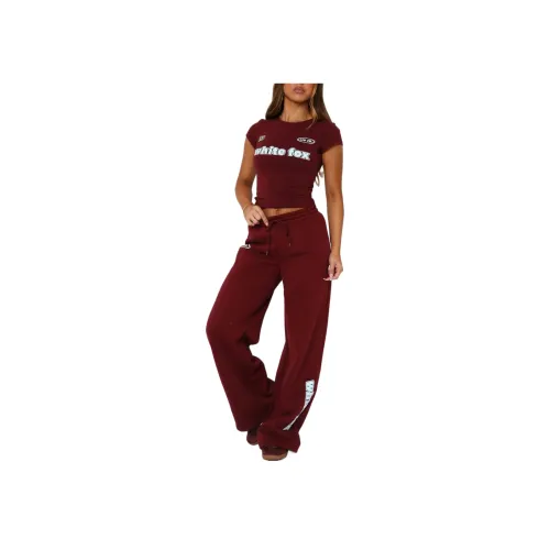 WHITE FOX Широкие брюки тренировочные штаны бордовые вязаные тренировочные штаны женские