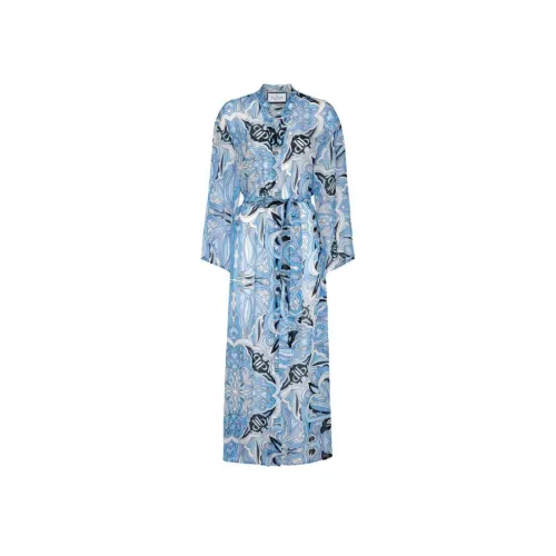 PHILIPP PLEIN SS24 Длинное платье с длинными рукавами женское синее