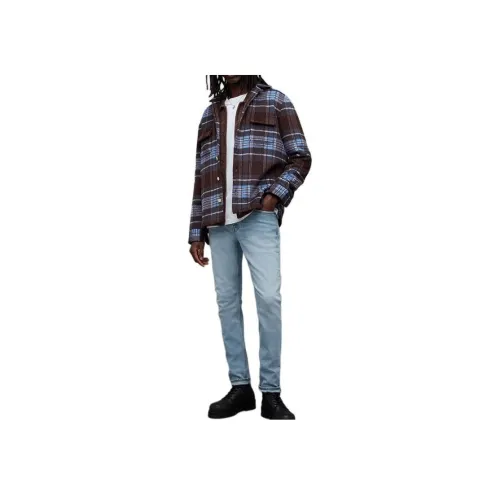 ALLSAINTS Светло-синие мужские джинсы
