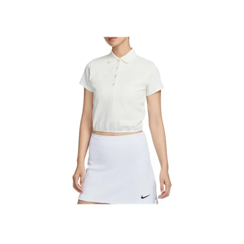 Nike Холст Белый/Черный Женское Поло