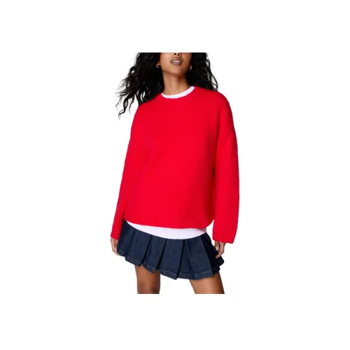 NASTY GAL OVERSIZED Круглый вырез Свитер Женский Красный