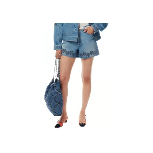 CHANEL 24 Весенний Летний Новый Приход Джинсовые Шорты Женские Светло-Синий