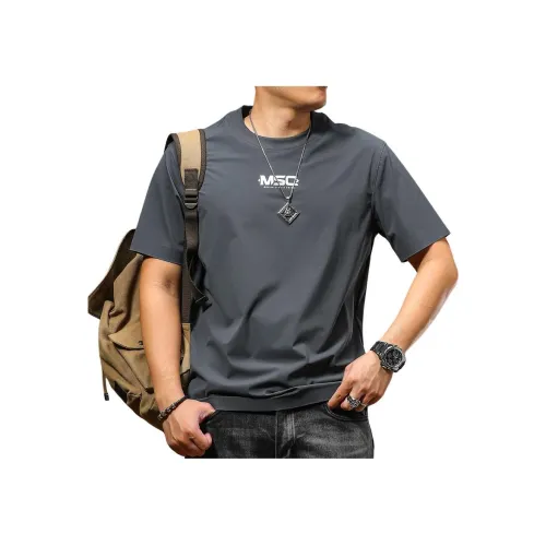 Seasonal Words Серый Синий Мужская T-Рубашка