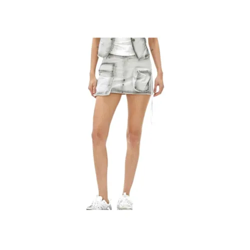 VANN VALRENCÉ 25 Лето Джинсовые короткие юбки Женские Светло-серый