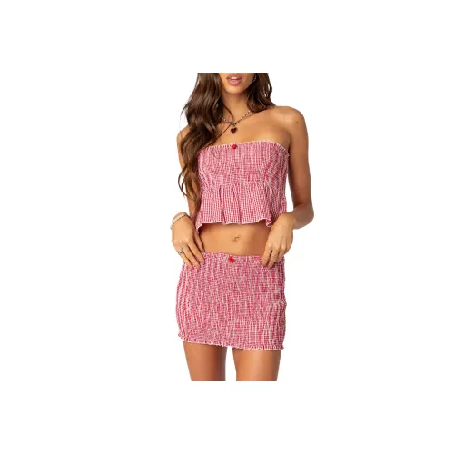 Edikted GINGHAM SCRUNCH Майка-трубка Без бретелек Топ Женский