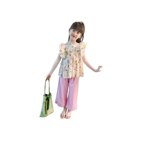 TONYBEAR 2025 Летний Цветочный Топ Широкие Штаны Двухкомпонентный Комплект