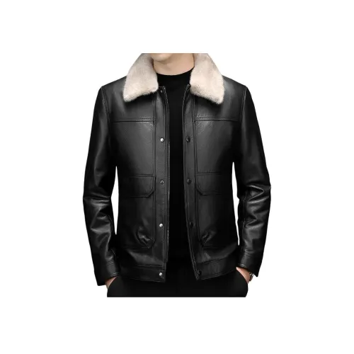 TAIZILONG Черные Мужские Кожаные Куртки