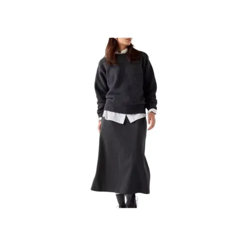 UNIQLO Длинное платье с длинными рукавами женское серое