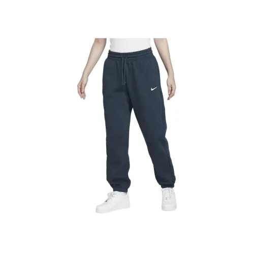 NIKE Sportswear Phoenix Fleece Военный стиль Арсенал Глубокий морской синий Женские Вязаные Тренировочные брюки