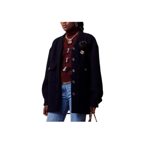 CHANEL 23 Осенний Зимний 23B Пальто Женское Темно-синий