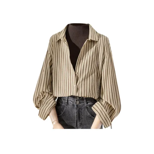 Cypress House Хаки Полосы Женские Рубашки