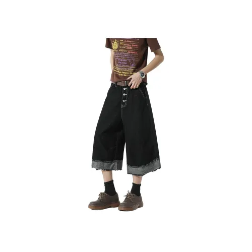 LINGSHI Черные Унисекс Джинсовые Шорты