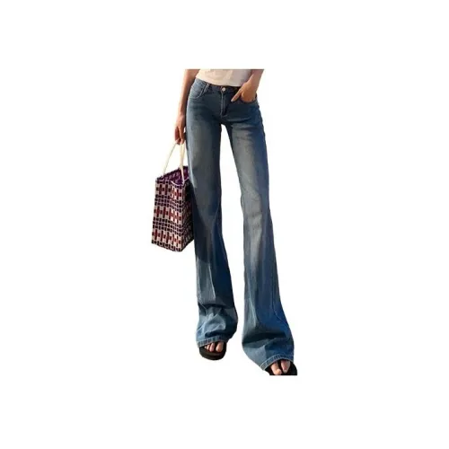 SHUHAOBAI Blue Women's Jeans SHUHAOBAI Синий Женские Джинсы