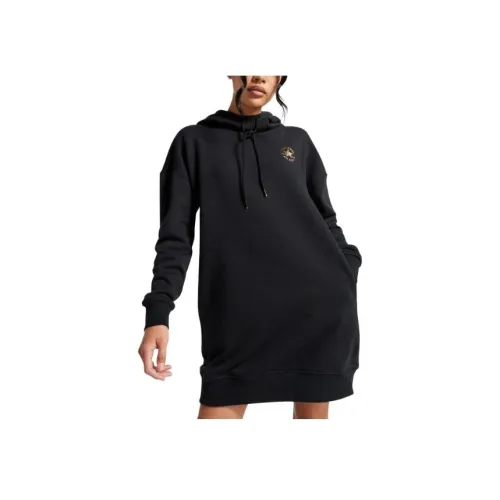 Конверс Длинный рукав Платье Женское Черное