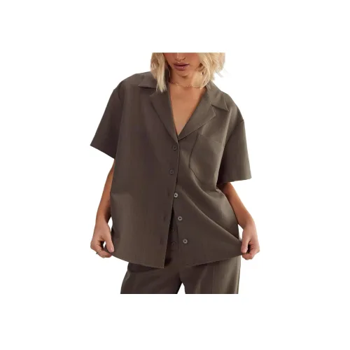 NASTY GAL Полоска Revere Рубашка Женская Хаки