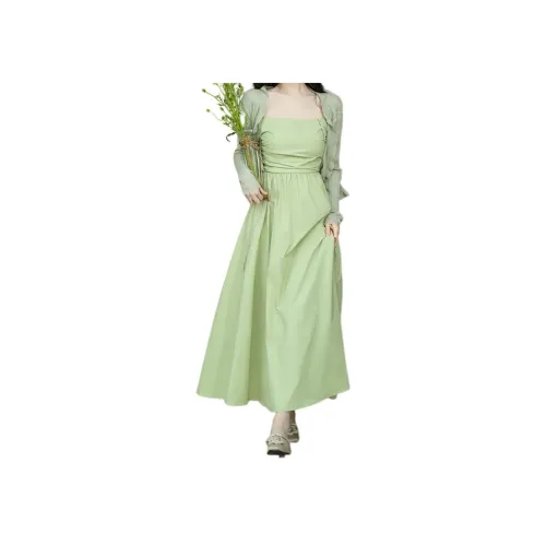 Garbege Зеленый Кардиган + Длинная Юбка Женские Комплекты с Юбкой