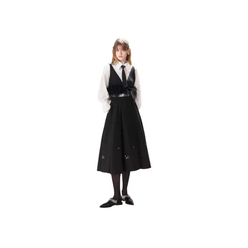 AIVEI Повседневный Длинный Юбка Женская Черная