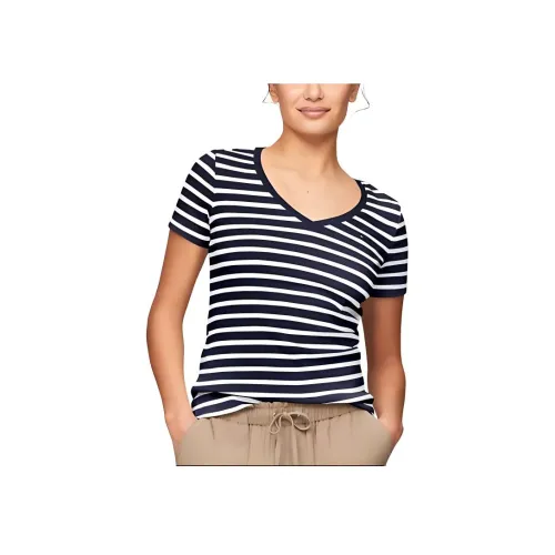 Tommy Hilfiger Темно-синие и белые полосы Женские футболки с полосками