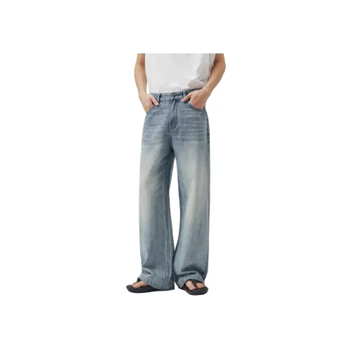 KM Светло-синие унисекс джинсы