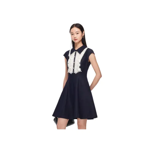 VERO MODA Extra Темный Джинсовый Синий Женские Короткие Платья с Длинными Рукавами