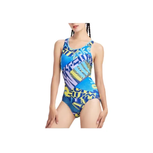 ZOKE One-piece Купальник Женские Синий Желтый Цветочный Дизайн