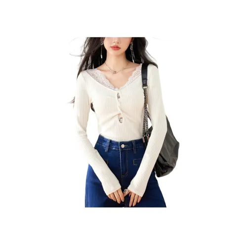 TUSHIFEI Экрю Женские Рубашки T