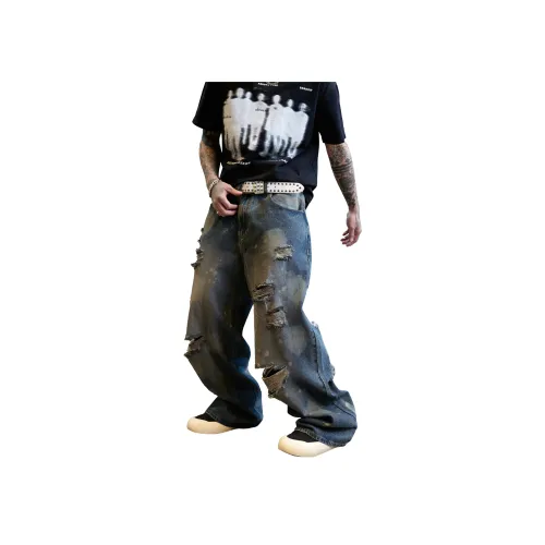 KM Синие Унисекс Джинсы