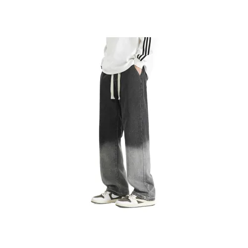 ALEXANDRO FRATELLI Модный бренд Драпированный Cool Loose Fit Straight Fit Casual Jeans Men's Black Gray Blue